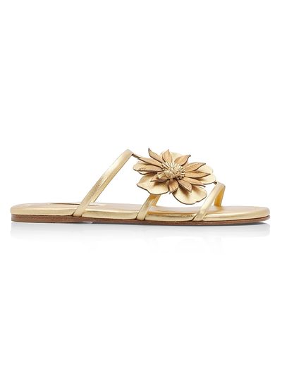 Zimmermann Women's Belara Floral-Appliqué Leather Sandals