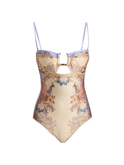 Zimmermann Women's Indra Bamboo-Trim One-Piece Swimsuit