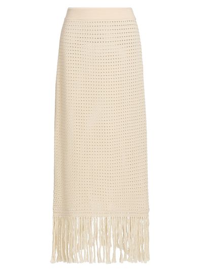 Zimmermann Women's Indra Crochet Fringe Cotton Midi-Skirt