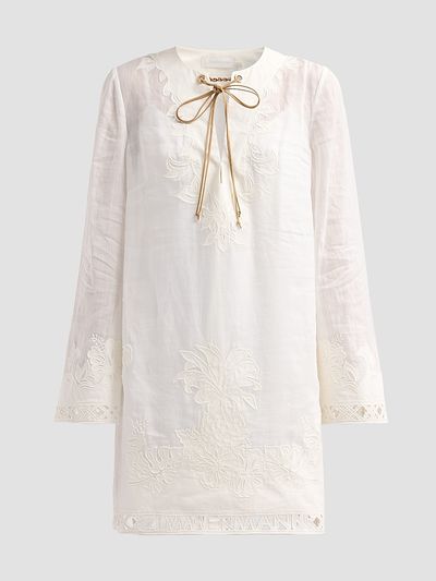 Zimmermann Women's Indra Embroidered Tunic Mini Dress