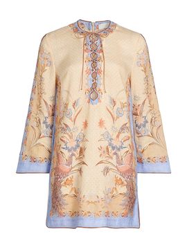 Zimmermann Women's Indra Floral Linen Tunic Mini Dress