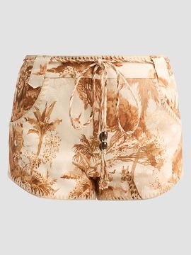 Zimmermann Women's Indra Printed Linen Shorts