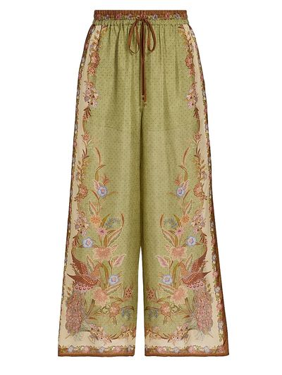 Zimmermann Women's Indra Printed Silk Relaxed-Fit Drawstring Pants