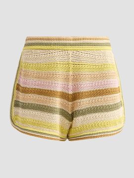 Zimmermann Women's Indra Stripe Crochet Cotton Shorts