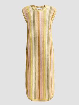 Zimmermann Women's Indra Striped Crochet Cotton Midi Dres