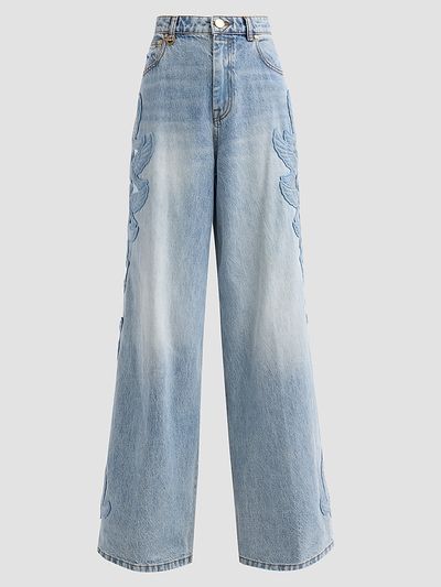 Zimmermann Women's Kindred Spirit Alchemy Appliqué Relaxed Flare Jeans