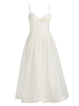 Zimmermann - - Natura Floral-Appliqud Linen-Silk Midi Dress - Green - 0 -  Moda Operandi