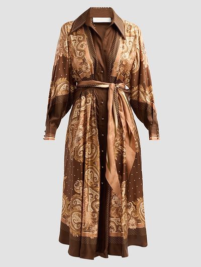 Zimmermann Women's Luna Silk Midi Shirtdress