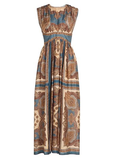 Zimmermann Women's Mahon Printed Silk Waisted Maxi Dress