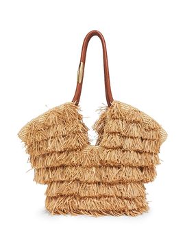 Zimmermann Women's Medium Goldentime Fringed Raffia Tote Bag