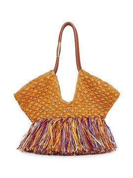 Zimmermann Women's Medium Goldtentime Fringe Raffia Tote Bag
