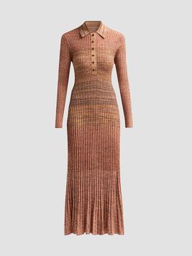 Zimmermann Women's Mouline Rib-Knit Polo Midi Dress