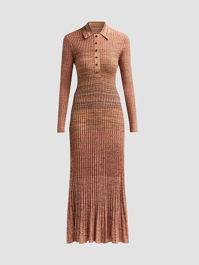 Zimmermann Women's Mouline Rib-Knit Polo Midi Dress