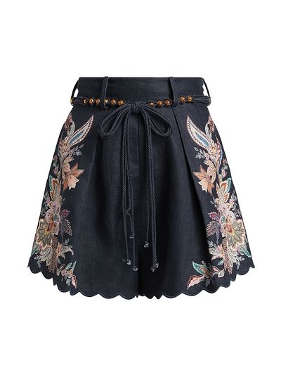 Zimmermann Women's Rhiannon Printed Linen Tuck Shorts