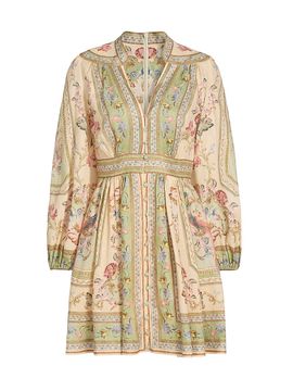 Zimmermann Women's Roselight Plunge Linen Minidress