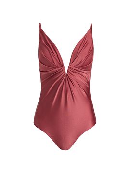 Zimmermann Women's Solstice Tuck Plunge One-Piece Swimsuit