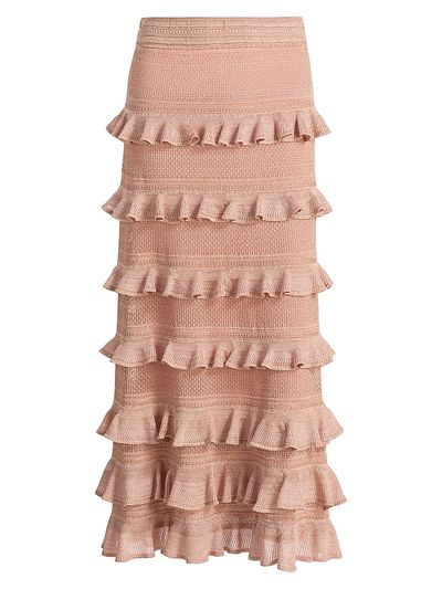 Zimmermann Women's Tiered-Frilled Midi-Skirt