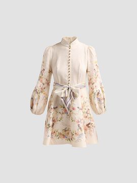 Zimmermann Women's Valiant Floral Linen Button Mini Dress