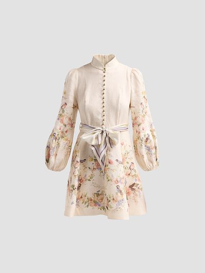 Zimmermann Women's Valiant Floral Linen Button Mini Dress