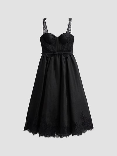Zimmermann Women's Valiant Linen-Silk Lace-Trim Midi Dress
