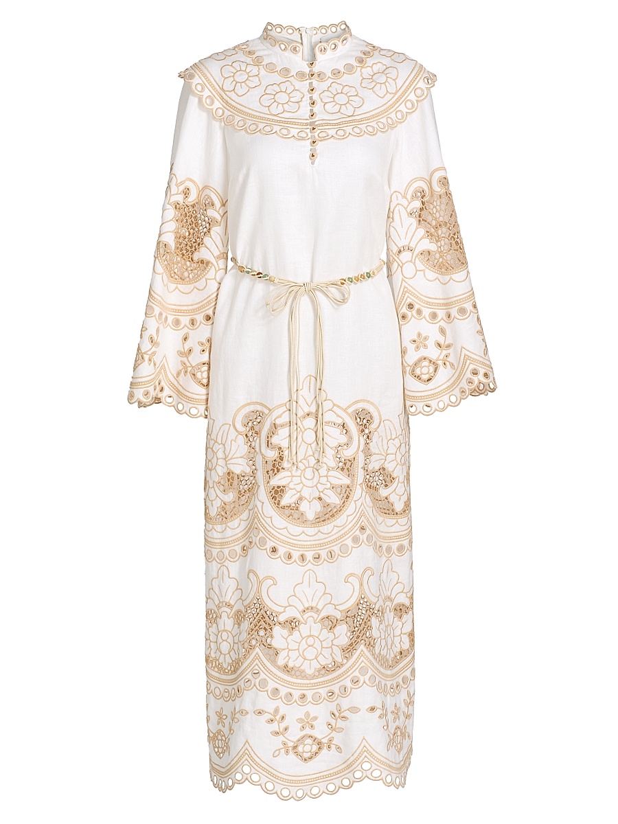 Zimmermann - Women's Wanderlust Eyelet-Embroidered Shift Midi-Dress