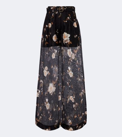 Zimmermann Zimmermann Ascent floral linen and silk wide-leg pants