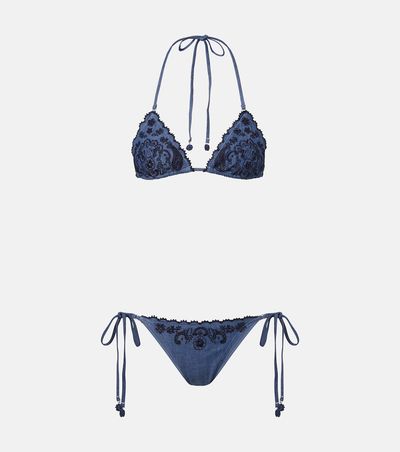 Zimmermann Zimmermann Aster embroidered denim bikini