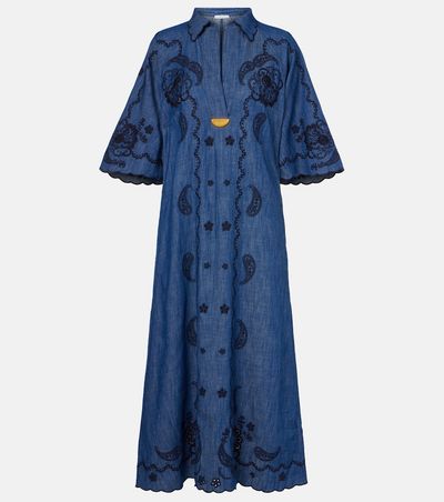 Zimmermann Zimmermann Aster embroidered denim midi dress