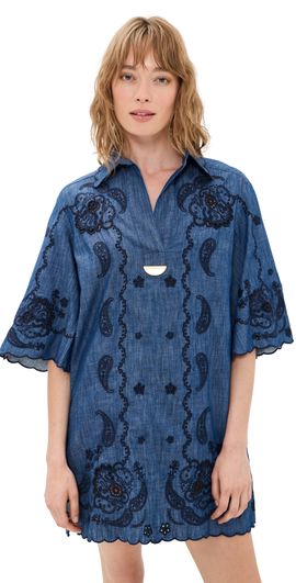 Zimmermann - Butterfly Embellished Long Sleeve Linen & Silk Minidress in Blue Meadow at Nordstrom Zimmermann - Butterfly Embellished Long Sleeve Linen & Silk Minidress in Blue Meadow at Nordstrom