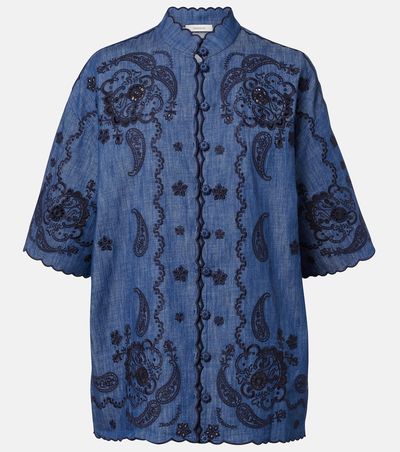 Zimmermann Zimmermann Aster embroidered denim shirt