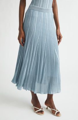 Zimmermann Zimmermann Aster Metallic Flared Ottoman Stitch Sweater Skirt