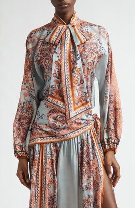 Zimmermann Zimmermann Aster Paisley Scarf Tie Silk Shirt