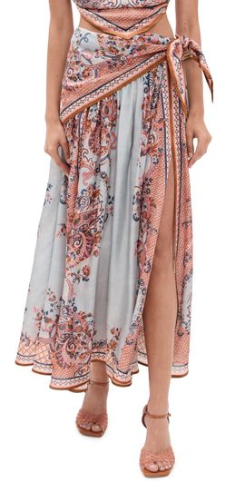 Zimmermann Zimmermann Aster Scarf Midi Skirt Blue Paisley Floral