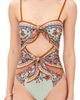 Zimmermann Zimmermann Aster Scarf Tie One-Piece Swimsuit Blue Paisley Floral - 1