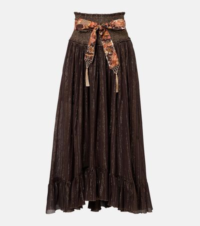 Zimmermann Zimmermann Aster shirred cotton and silk lamÃ© midi skirt