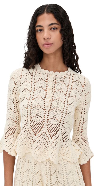 Zimmermann Zimmermann Awaken Lace Crochet Top Cream
