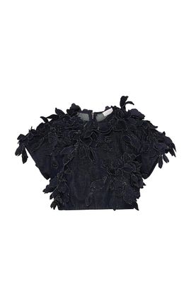 Zimmermann Zimmermann Becoming Applique Denim Silk Crop Top