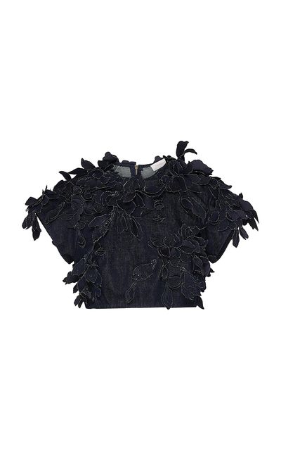 Zimmermann Zimmermann Becoming Applique Denim Silk Crop Top