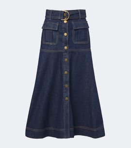 Zimmermann Zimmermann Belted denim midi skirt