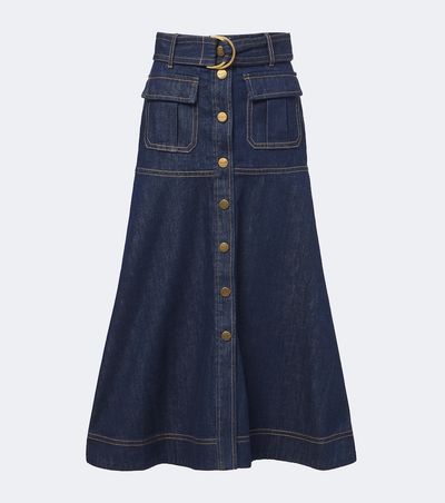 Zimmermann Zimmermann Belted denim midi skirt
