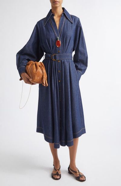 Zimmermann Zimmermann Belted Long Sleeve Denim Shirtdress