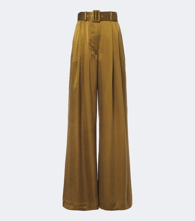 Zimmermann Zimmermann Belted pleated silk wide-leg pants