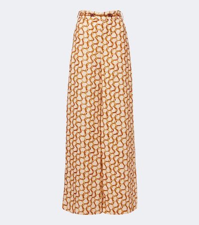 Zimmermann Zimmermann Belted printed linen wide-leg pants
