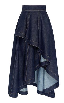 Zimmermann Zimmermann Clash Denim CottonBlend Peplum Midi Skirt
