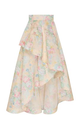 Zimmermann Zimmermann Clash Silk Floral Peplum Midi Skirt