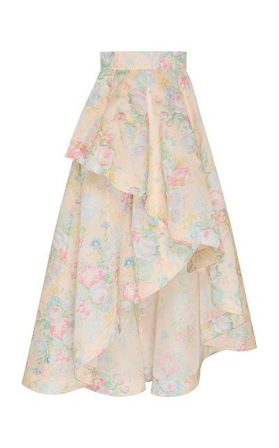 Zimmermann Zimmermann Clash Silk Floral Peplum Midi Skirt
