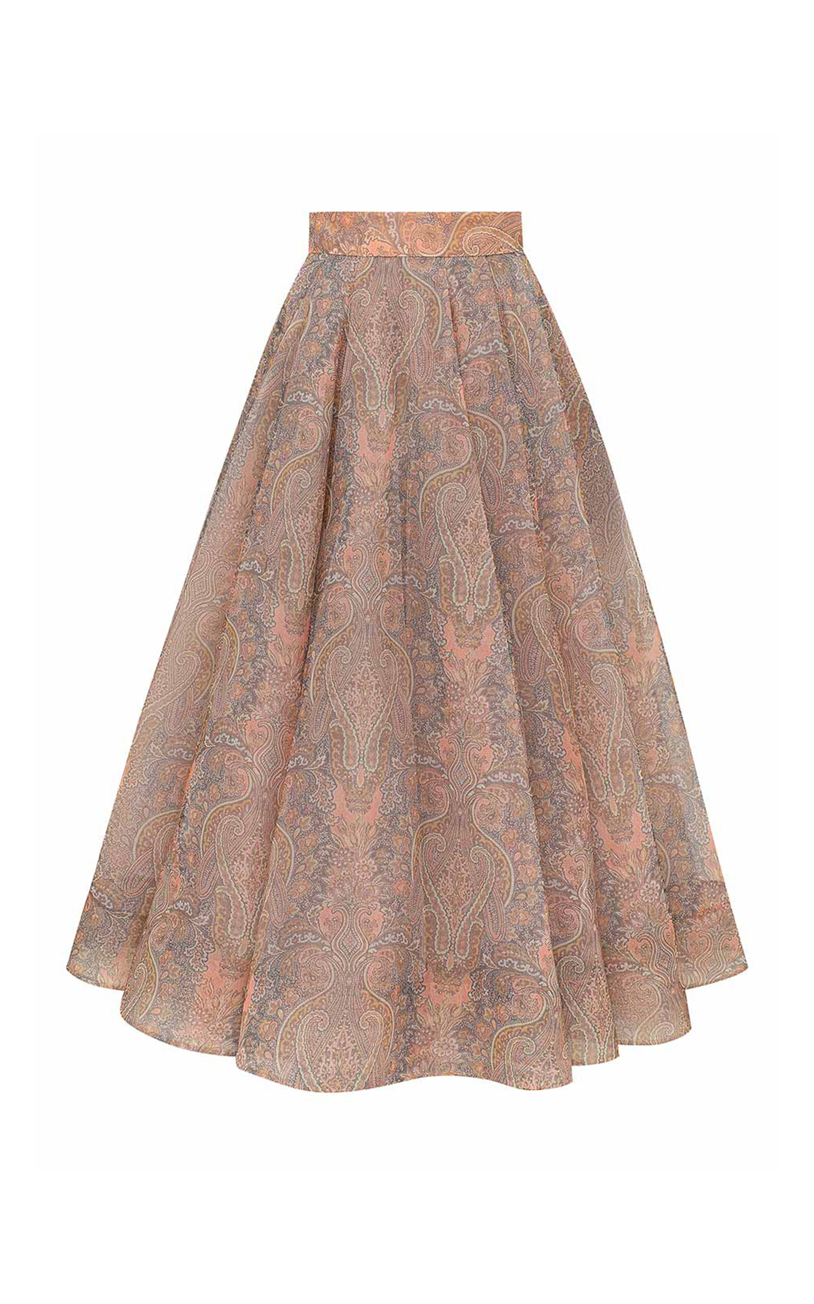 Zimmermann Zimmermann Clash Silk Tuck Midi Skirt