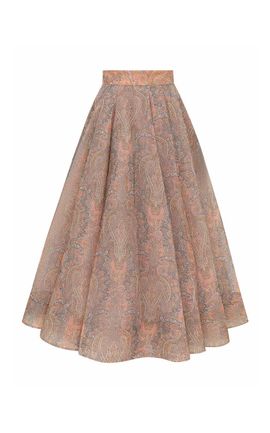 Zimmermann Zimmermann Clash Silk Tuck Midi Skirt
