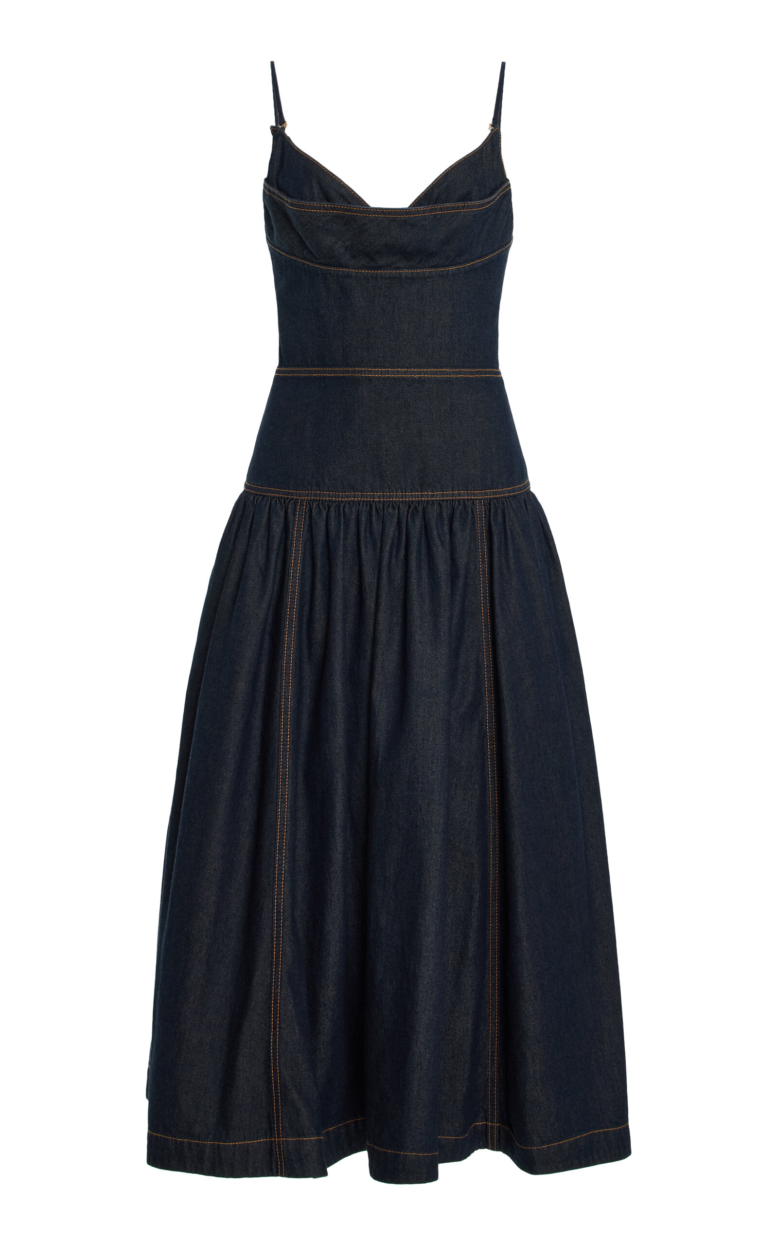 Zimmermann - Drop Waist Denim Midi Dress Blue 1 Zimmermann - Drop Waist Denim Midi Dress Blue 1