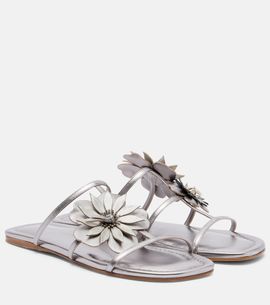 Zimmermann Zimmermann Floral-appliquÃ© metallic leather sandals